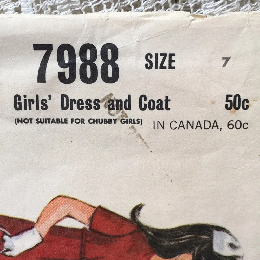 1960s sewing pattern McCall’s 7988 dress & coat, chest 25”